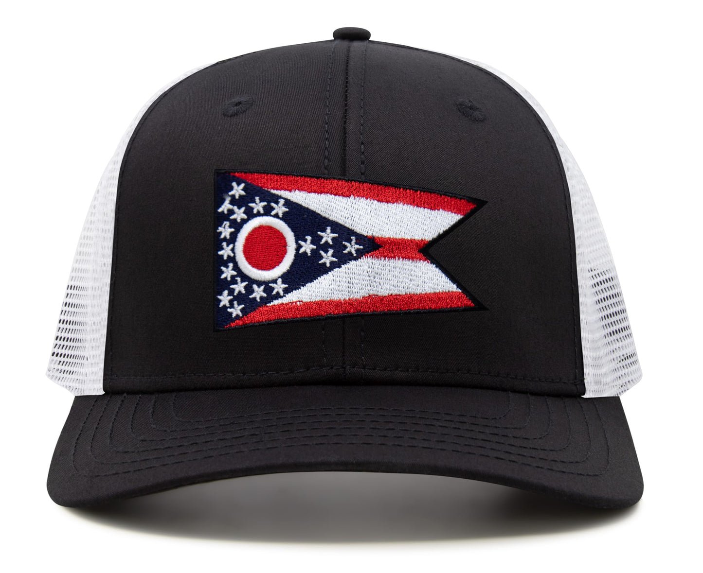 International Tie Premium Ohio - Flag Patch Hat for Men and Women - Snapback Trucker Baseball Cap (Black White)