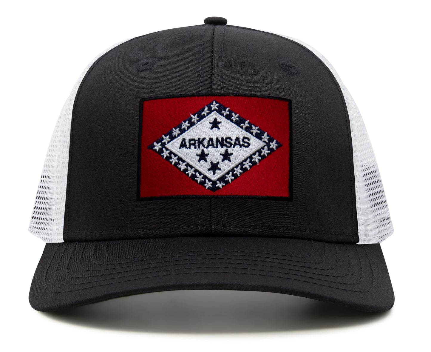 Arkansas Flag Hat for Men and Women – Snapback Trucker Baseball Cap by International Tie (Black White)