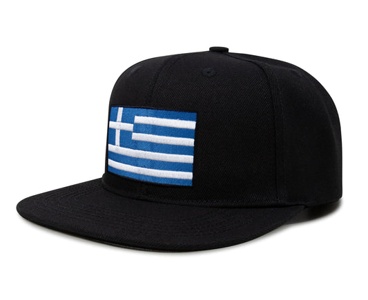 Greece Flag Hat for Men and Women – Snapback Trucker Baseball Cap by International Tie (Black Flatbill) - International Tie