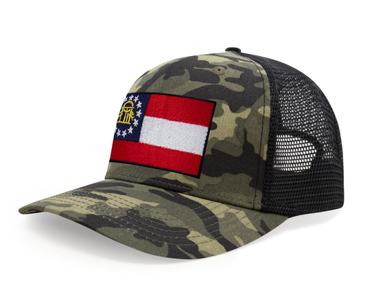 International Tie State Hat for Men and Women, Adjustable Snapback Trucker Baseball Cap with Embroidered Patch (Georgia, Camouflage) - International Tie