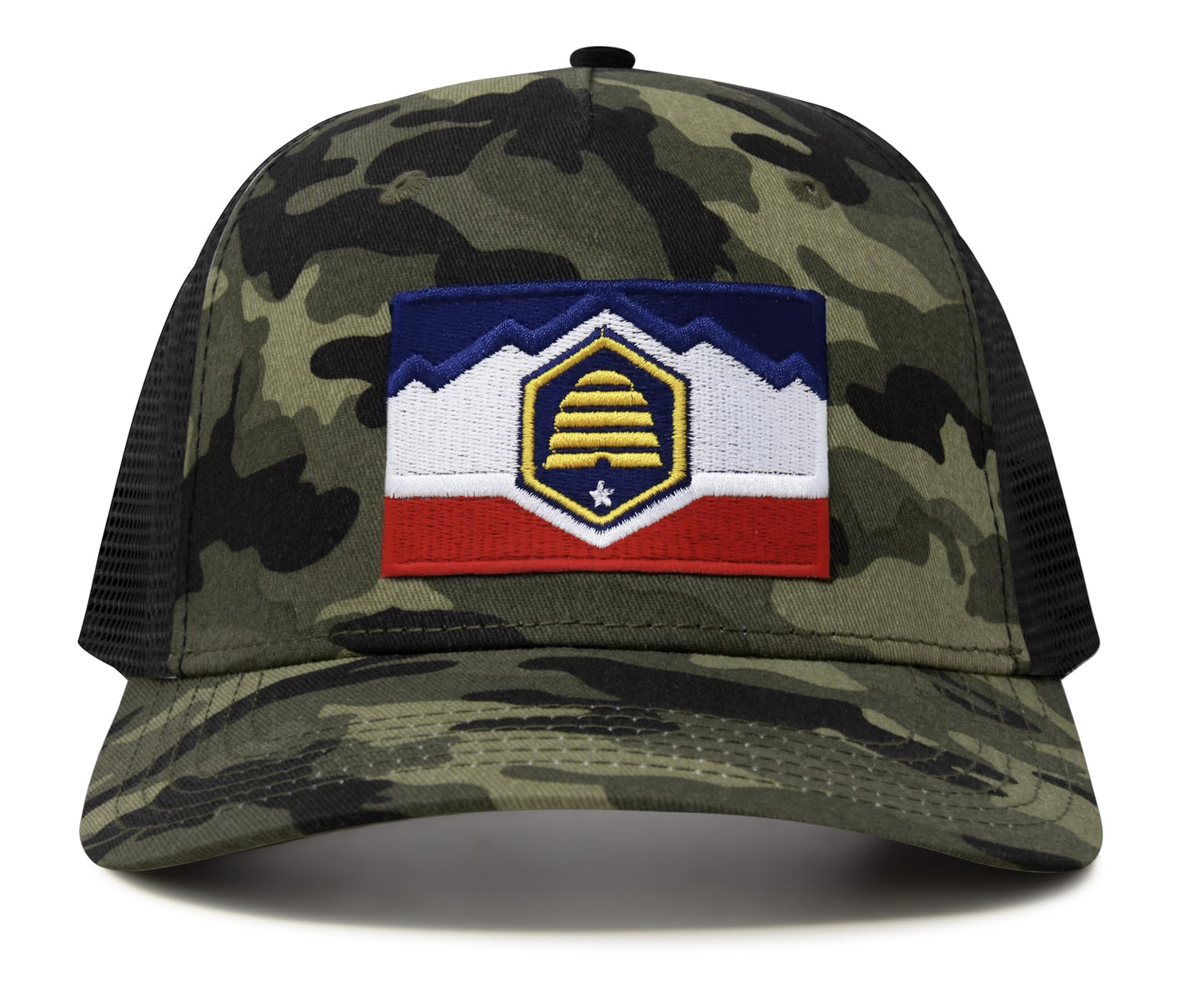 International Tie Premium Utah Flag Hat for Men and Women - Snapback Trucker Baseball Cap (Camouflage)
