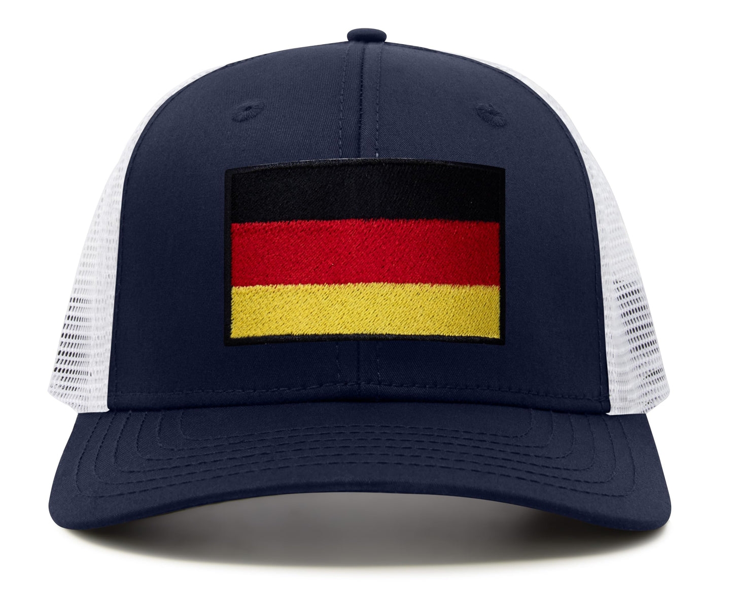 International Tie Germany Flag Hat for Men and Women - Adjustable Snapback Trucker Baseball Cap (Navy White)