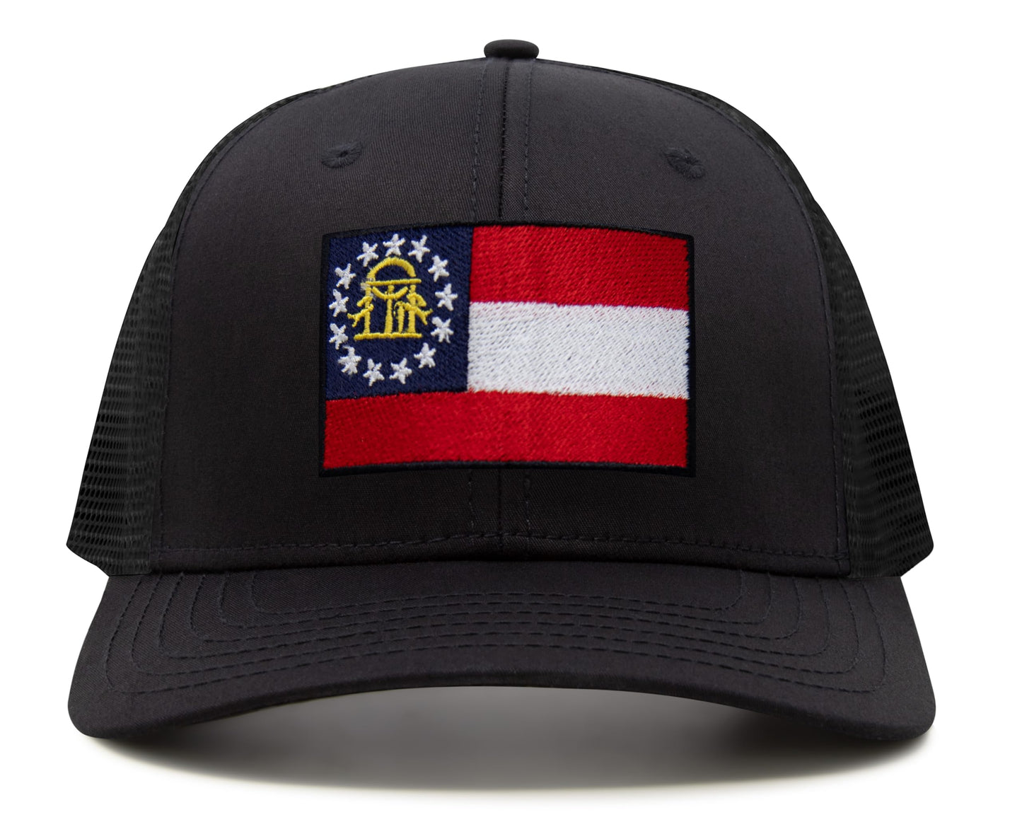 Georgia Flag Hat for Men and Women – Snapback Trucker Baseball Cap by International Tie (All Black)