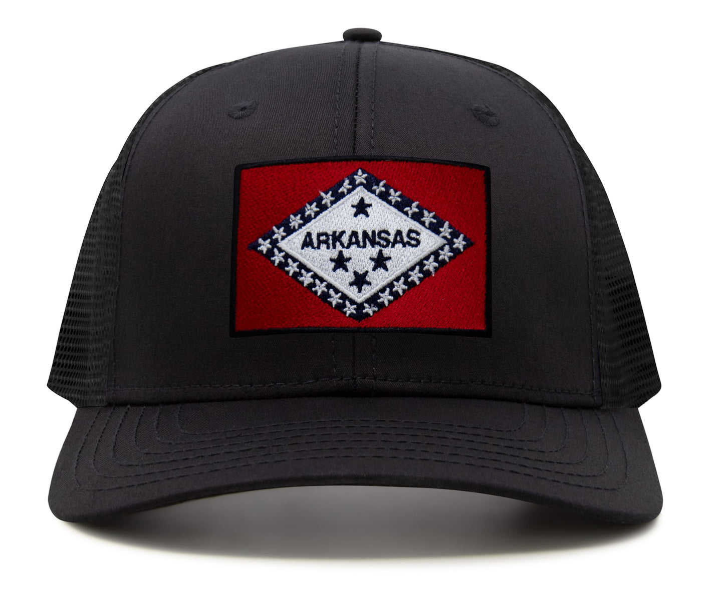 Arkansas Flag Hat for Men and Women – Snapback Trucker Baseball Cap by International Tie (All Black)