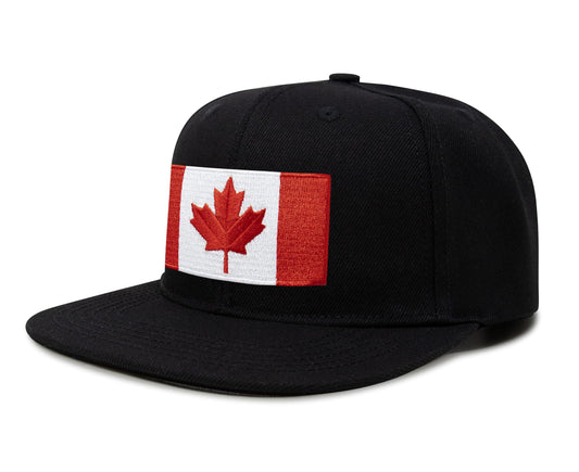 International Tie Canada Hat for Men and Women - Snapback Trucker Baseball Cap (Black Flatbill)