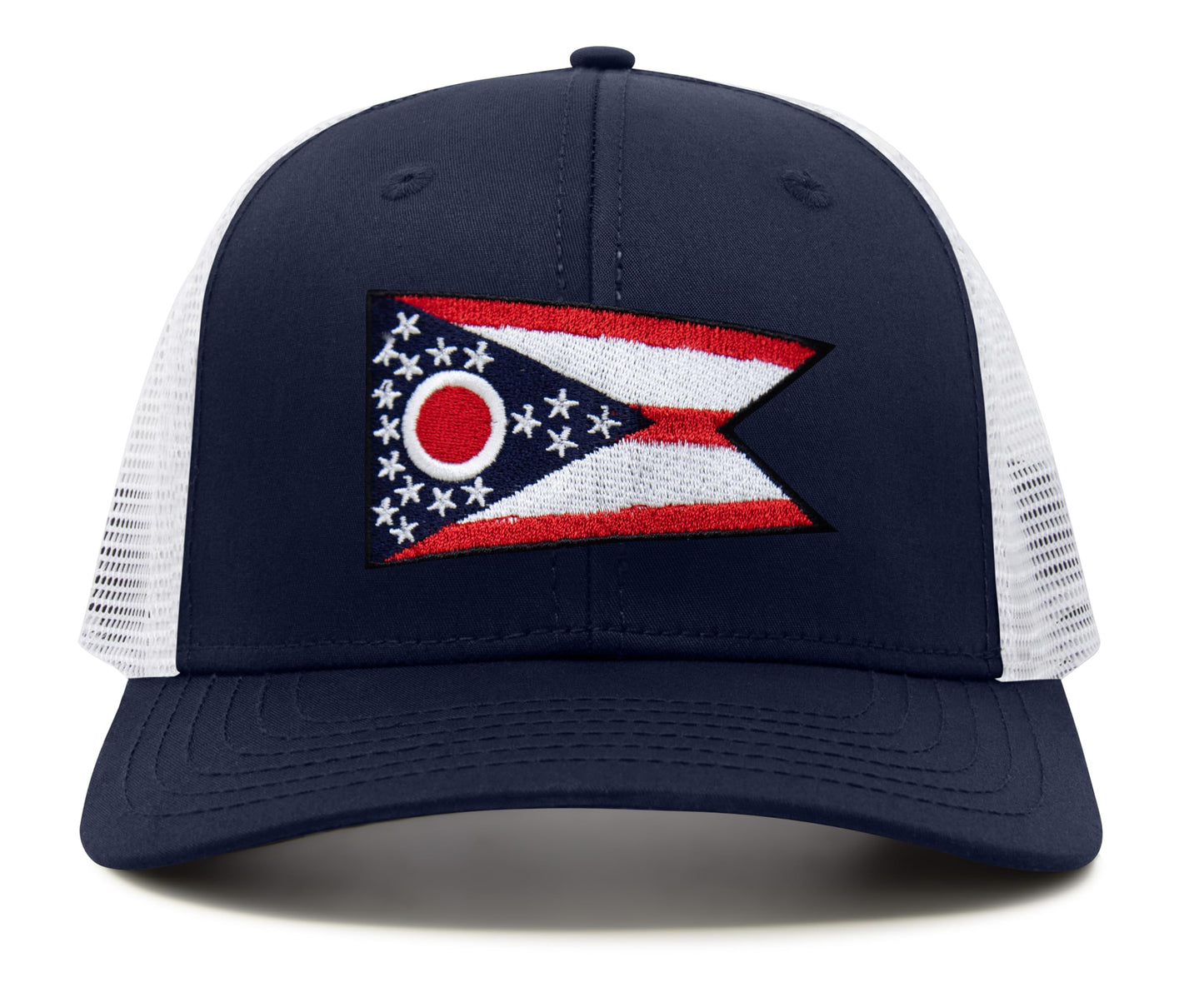 International Tie Premium Ohio - Flag Patch Hat for Men and Women - Snapback Trucker Baseball Cap (Navy White)