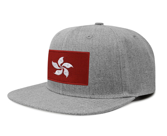 International Tie Hong Kong Flag Hat for Men and Women – Snapback Trucker Baseball Cap (Grey Flatbill) - International Tie