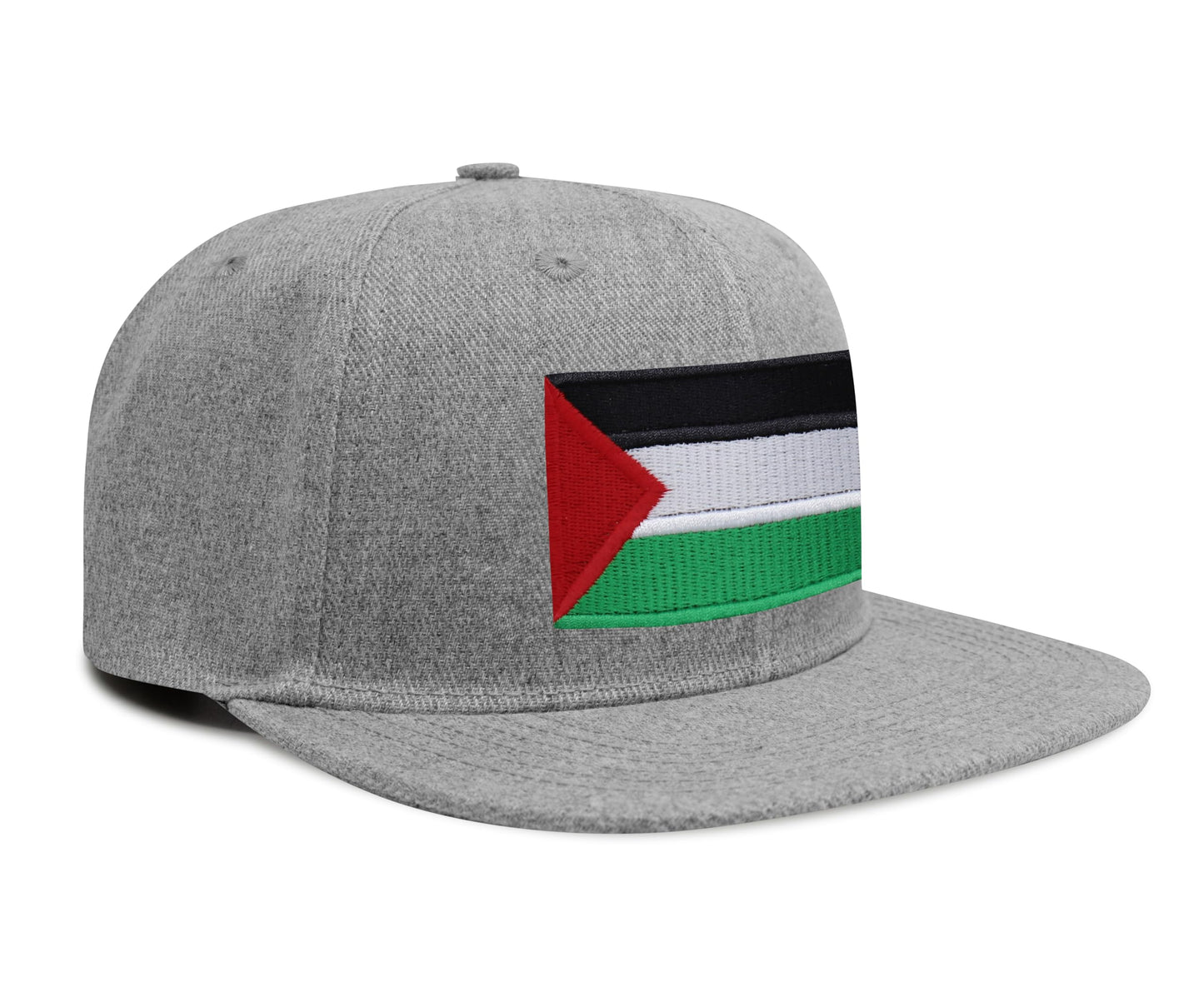 International Tie Palestine Hat for Men and Women - Snapback Trucker Baseball Cap (Grey Flatbill)