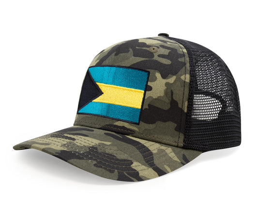 Bahamas Flag Hat for Men and Women – Adjustable Bahamian Snapback Baseball Cap by International Tie (Camouflage) - International Tie