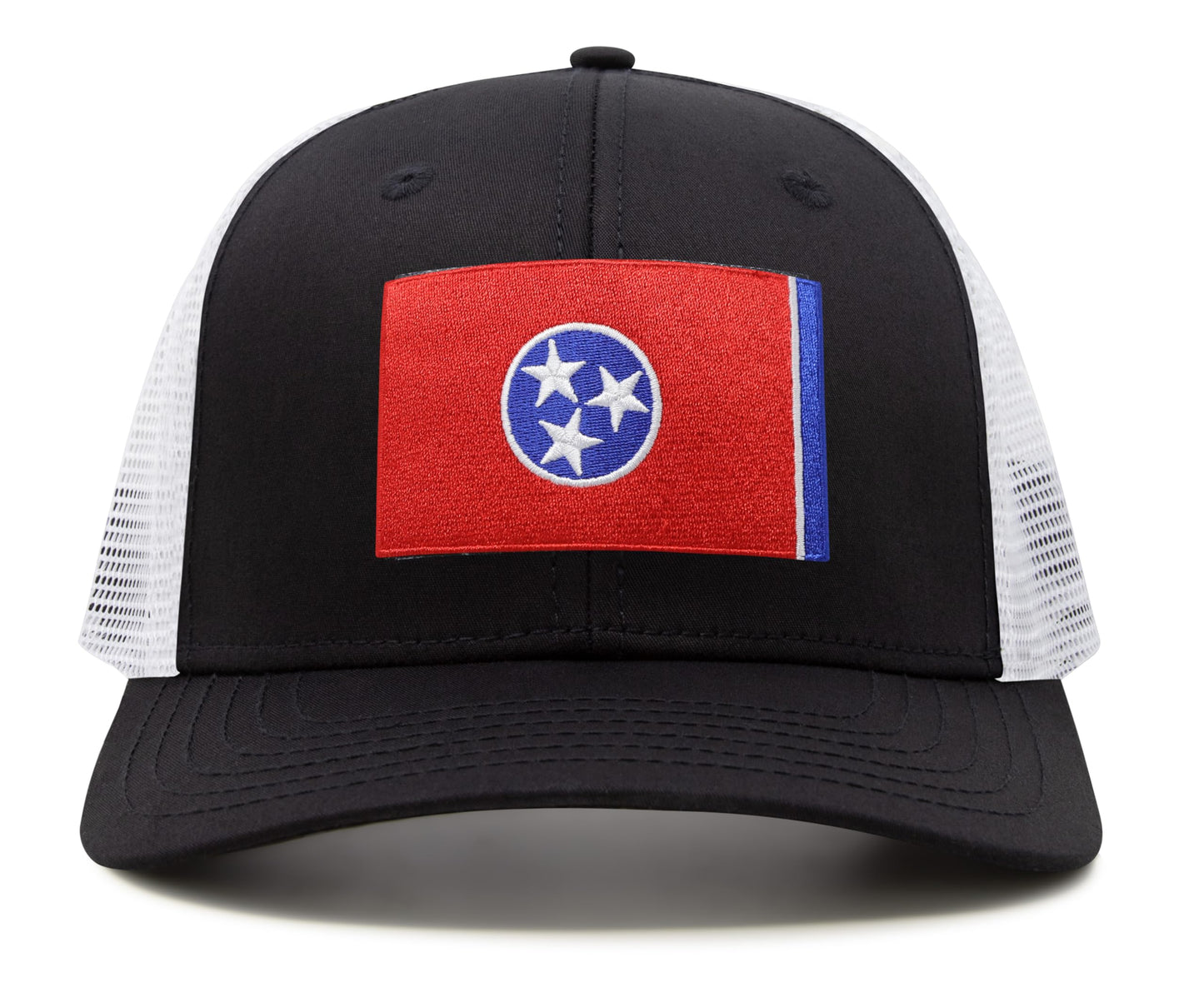 International Tie Premium Tennessee Flag Patch Hat for Men and Women - Snapback Trucker Baseball Cap (Black White)