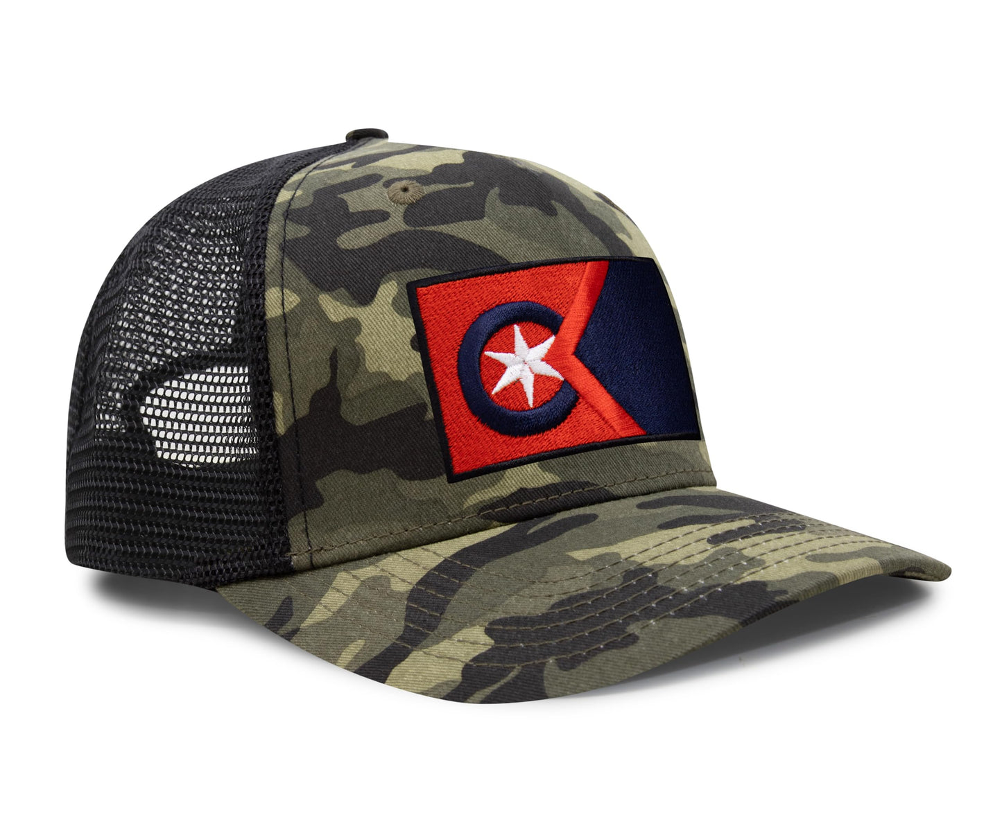 International Tie Cleveland Flag Hat for Men and Women - Adjustable Snapback Trucker Baseball Cap (Camouflage)