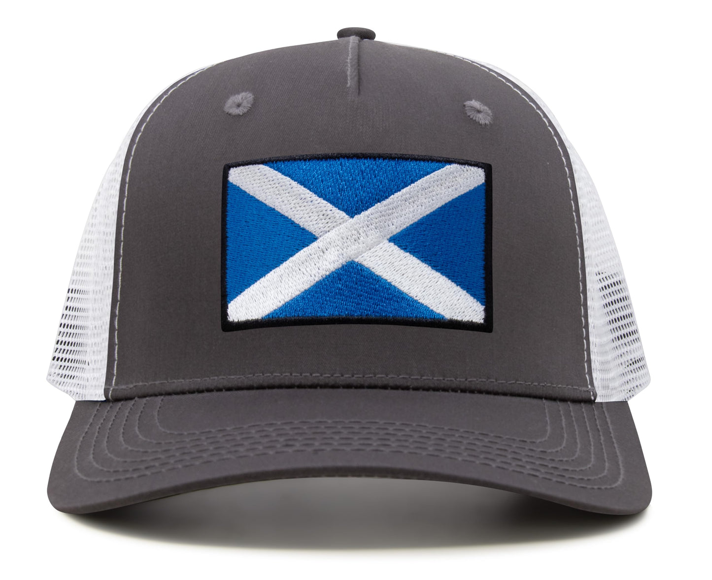 Scottish Flag Hat for Men and Women – Snapback Trucker Baseball Cap by International Tie (Grey/White)