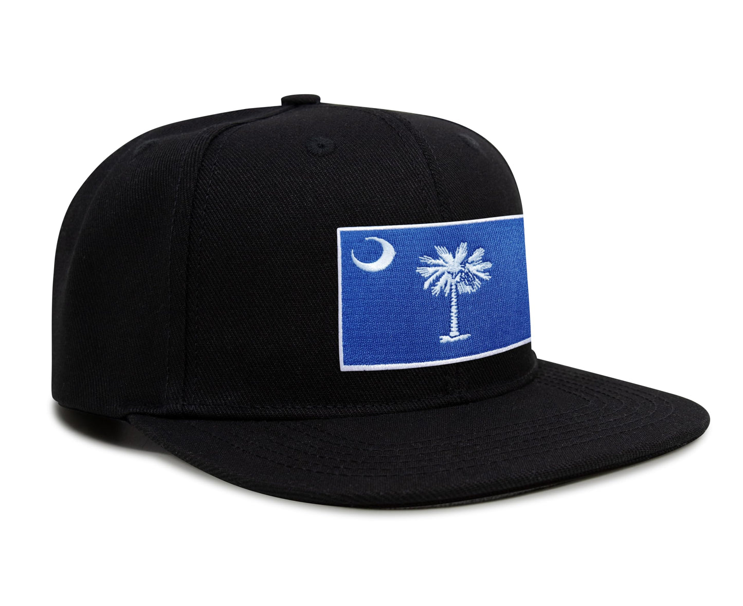 International Tie Premium South Carolina Flag Hat for Men and Women - Palmetto Snapback Trucker Baseball Cap (Black Flatbill)