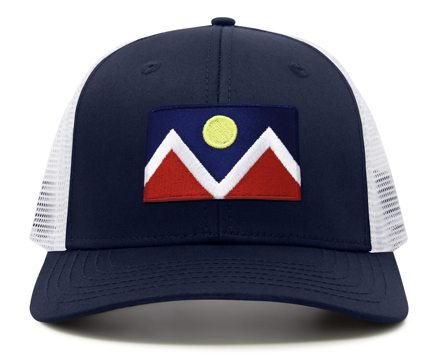 Premium Denver Colorado Flag Hat for Men and Women - Snapback Trucker Baseball Cap (Navy White)