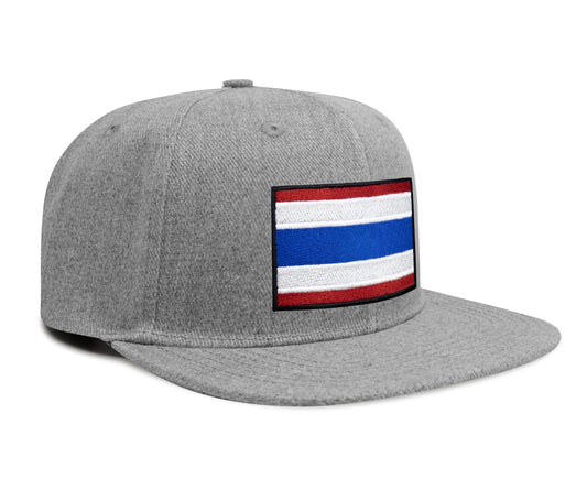 International Tie Country Hat for Men and Women, Adjustable Snapback Trucker Baseball Cap with Embroidered Patch (Thailand, Grey Flatbill) - International Tie