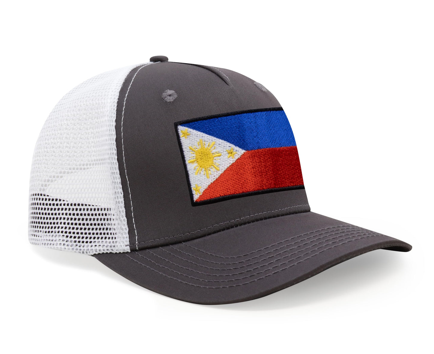 International Tie Philippines Hat for Men and Women - Snapback Trucker Baseball Cap (Grey/White)