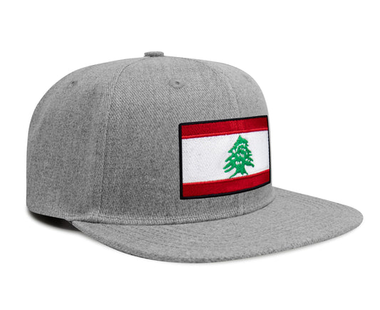 International Tie Lebanon Flag Hat for Men and Women - Adjustable Snapback Trucker Baseball Cap (Grey Flatbill) - International Tie