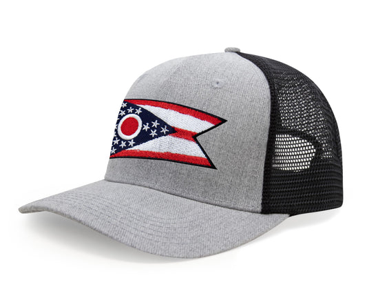 International Tie Premium Ohio - Flag Patch Hat for Men and Women - Snapback Trucker Baseball Cap (Grey Black)