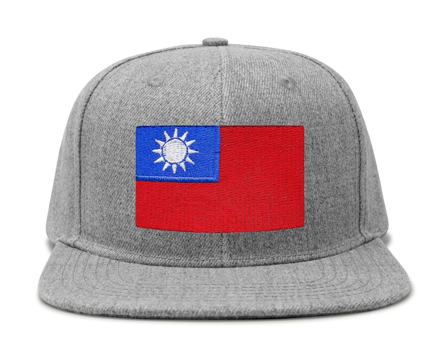 International Tie Taiwan Hat for Men and Women - Snapback Trucker Baseball Cap (Grey Flatbill)