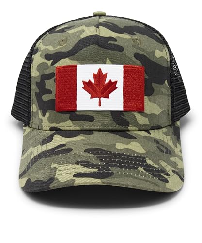 International Tie Premium Canada Flag Hat for Men-Snapback Trucker Mesh Baseball Cap (Camouflage)
