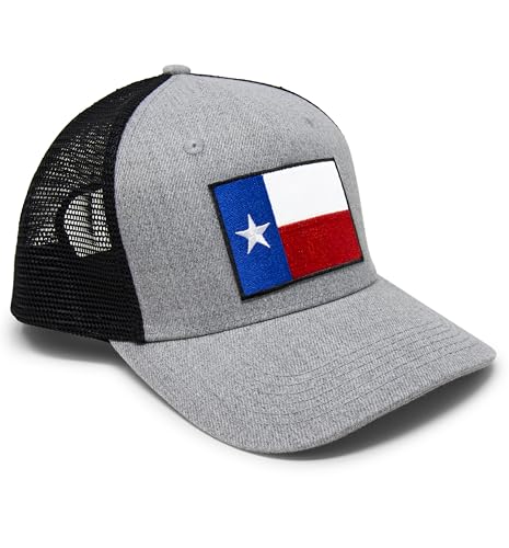 Texas Flag Trucker Baseball Snapback Hat (Grey Black) - International Tie - International Tie