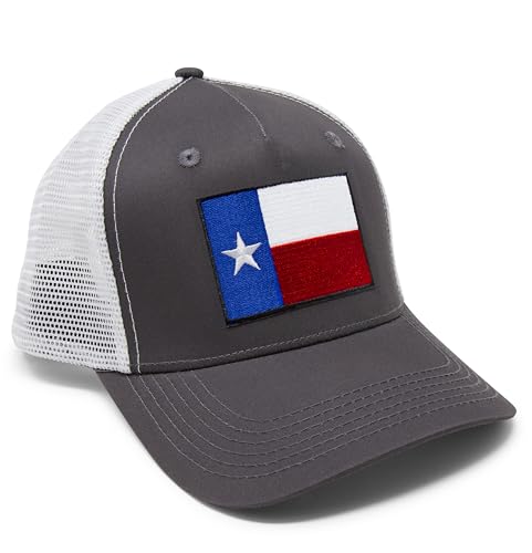 Texas Flag Trucker Baseball Snapback Hat (Grey White) - International Tie