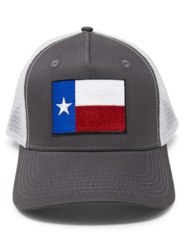 Texas Flag Trucker Baseball Snapback Hat (Grey White) - International Tie