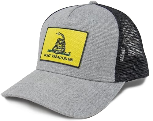 Gadsden Flag Trucker Baseball Snapback Hat (Grey Black) - International Tie