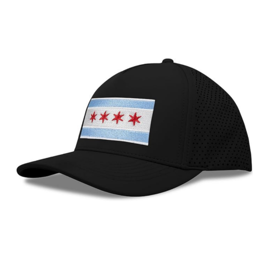 Performance Golf Hat – Adjustable Snapback Trucker Baseball Cap for Men & Women - Jetset Series (Chicago, Midnight Black)