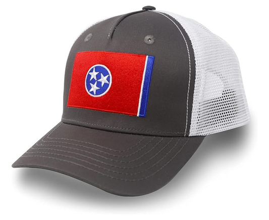 Tennessee State Flag Adjustable One Size Baseball, Snapback Hat, Mesh Back with an Embroidered Patch - International Tie