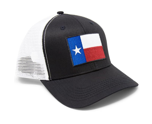 Texas Flag Trucker Baseball Snapback Hat (Black White) - International Tie