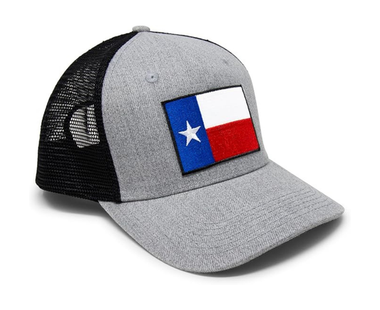 Texas Flag Trucker Baseball Snapback Hat (Grey Black) - International Tie