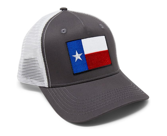 Texas Flag Trucker Baseball Snapback Hat (Grey White) - International Tie
