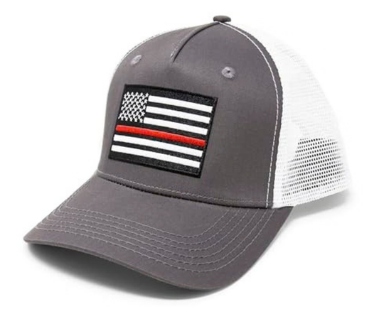 Thin Red Line American Flag Snapback Trucker | Grey White