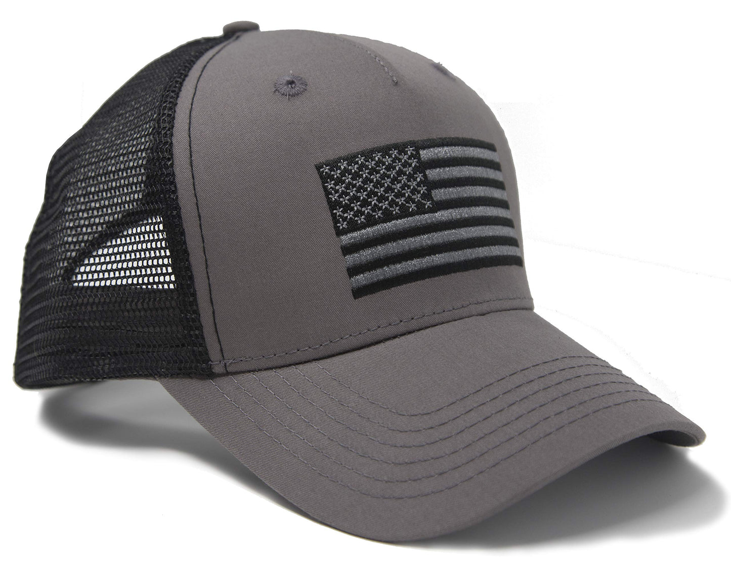 Black & Grey American Flag Trucker Hat