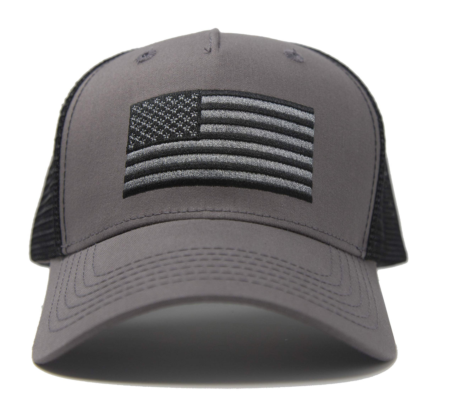 Black & Grey USA Flag Snapback Hat