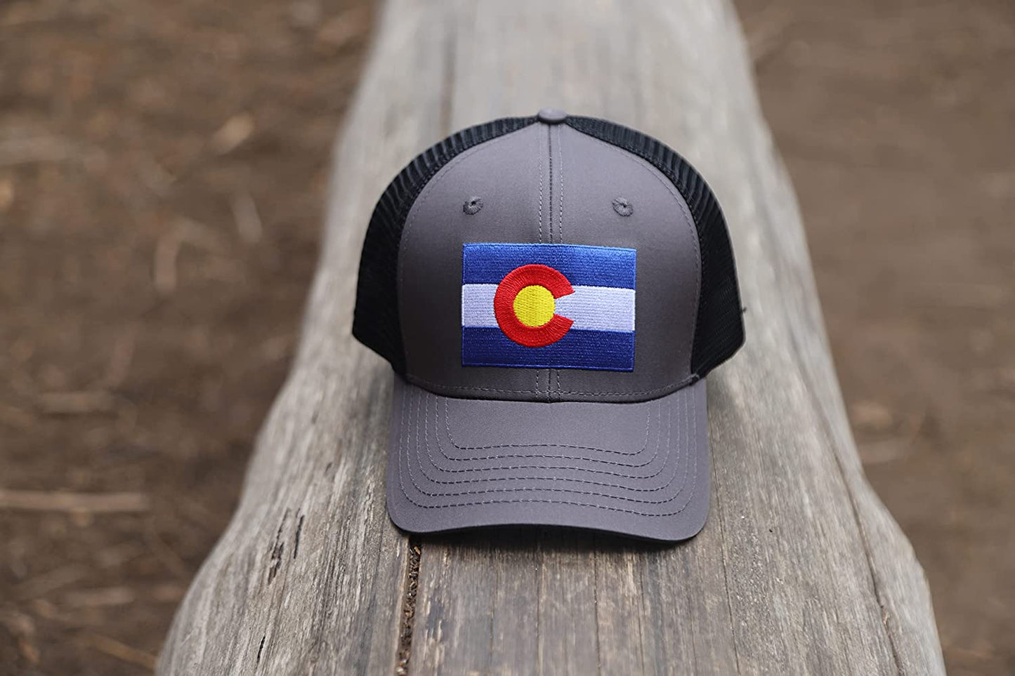 Colorado Flag Trucker Baseball Snapback Hat (Black) - International Tie