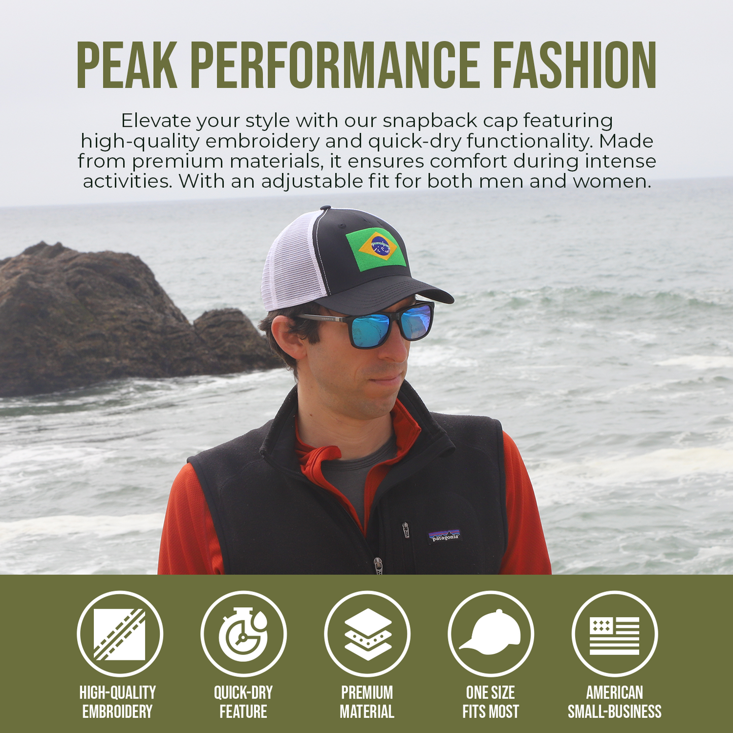 Premium Brazil Flag Hats - Snapback Trucker Baseball Hat 