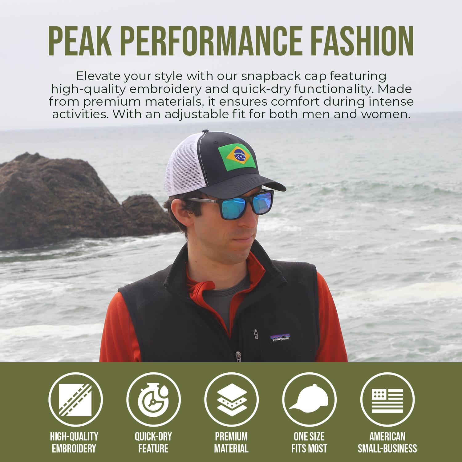 Premium Brazil Flag Hats - Snapback Trucker Baseball Hat 