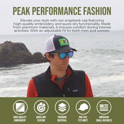 Premium Brazil Flag Hats - Snapback Trucker Baseball Hat 