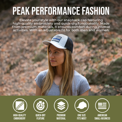 Peak Performance Fashion Banner Police Blue Line Flag Trucker Cap