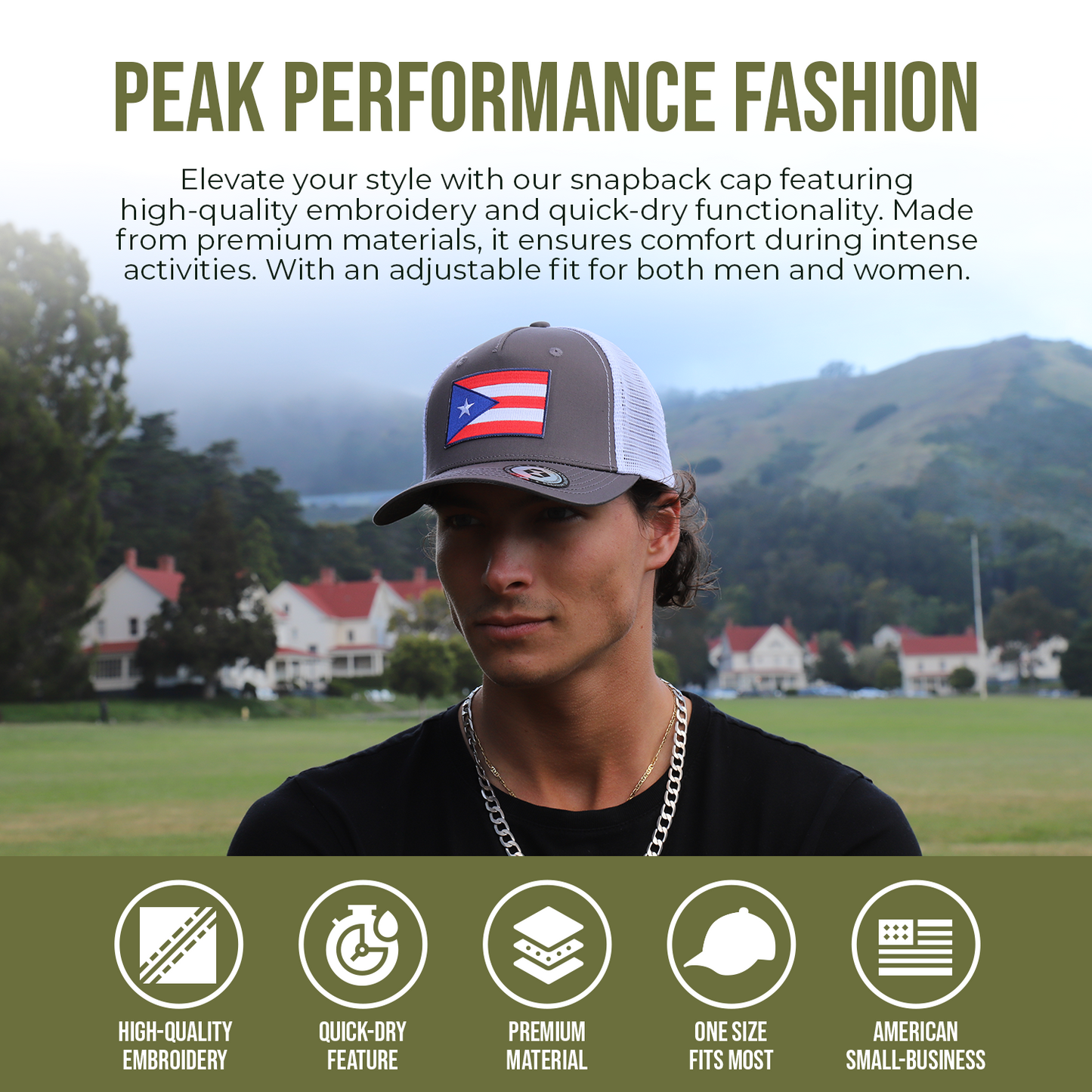 International Tie Peak Performance Fashion Banner Puerto Rico Flag Trucker Hat