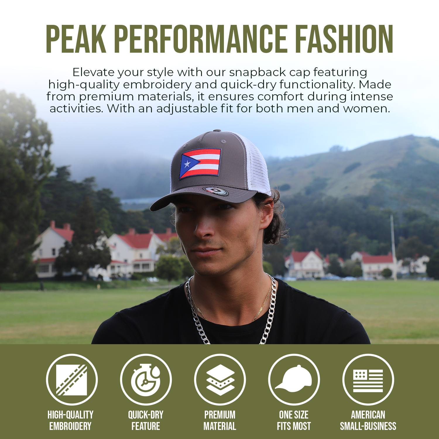 International Tie Peak Performance Fashion Banner Puerto Rico Flag Trucker Hat