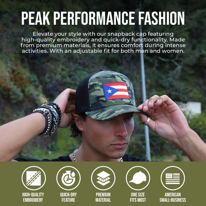 Peak Performance Fashion Banner Puerto Rico Flag Hats