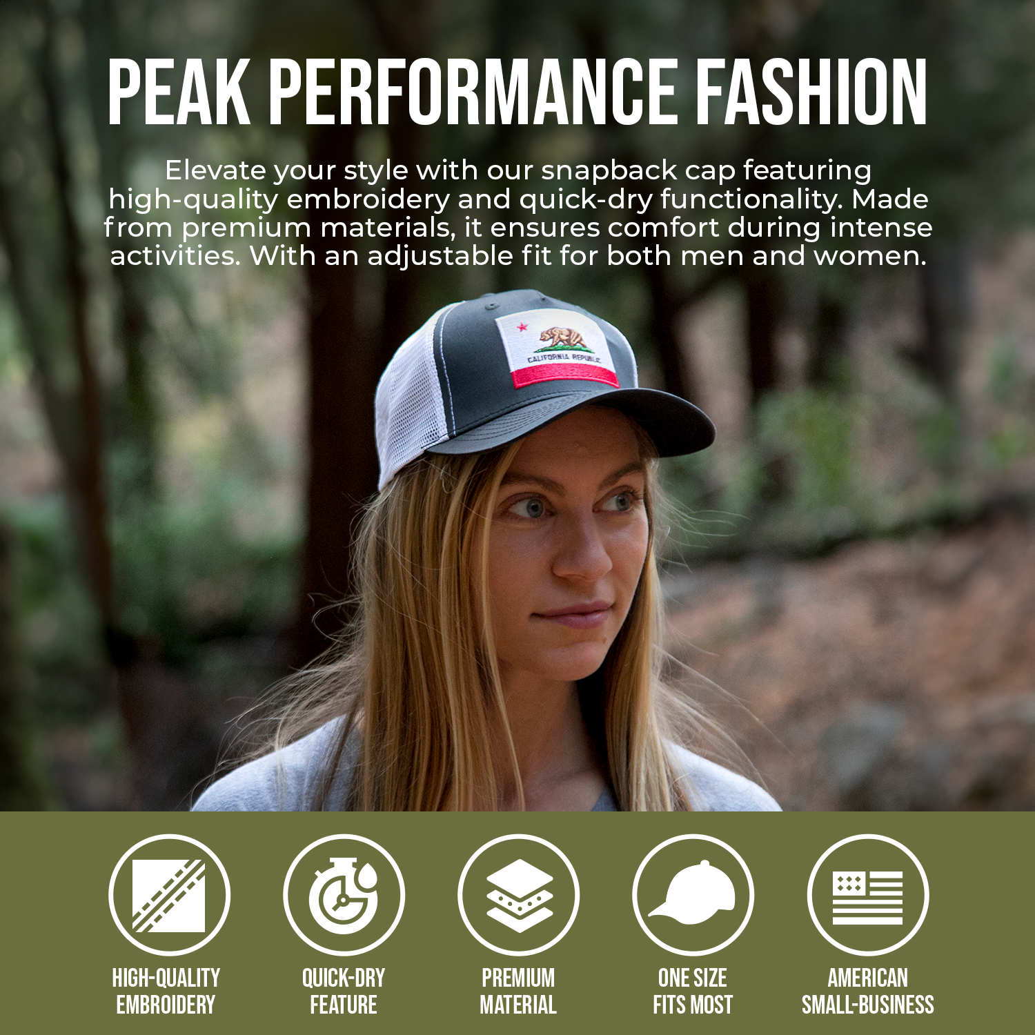 International Tie Peak Performance Fashion Banner California Army Camo Trucker Flag Hat