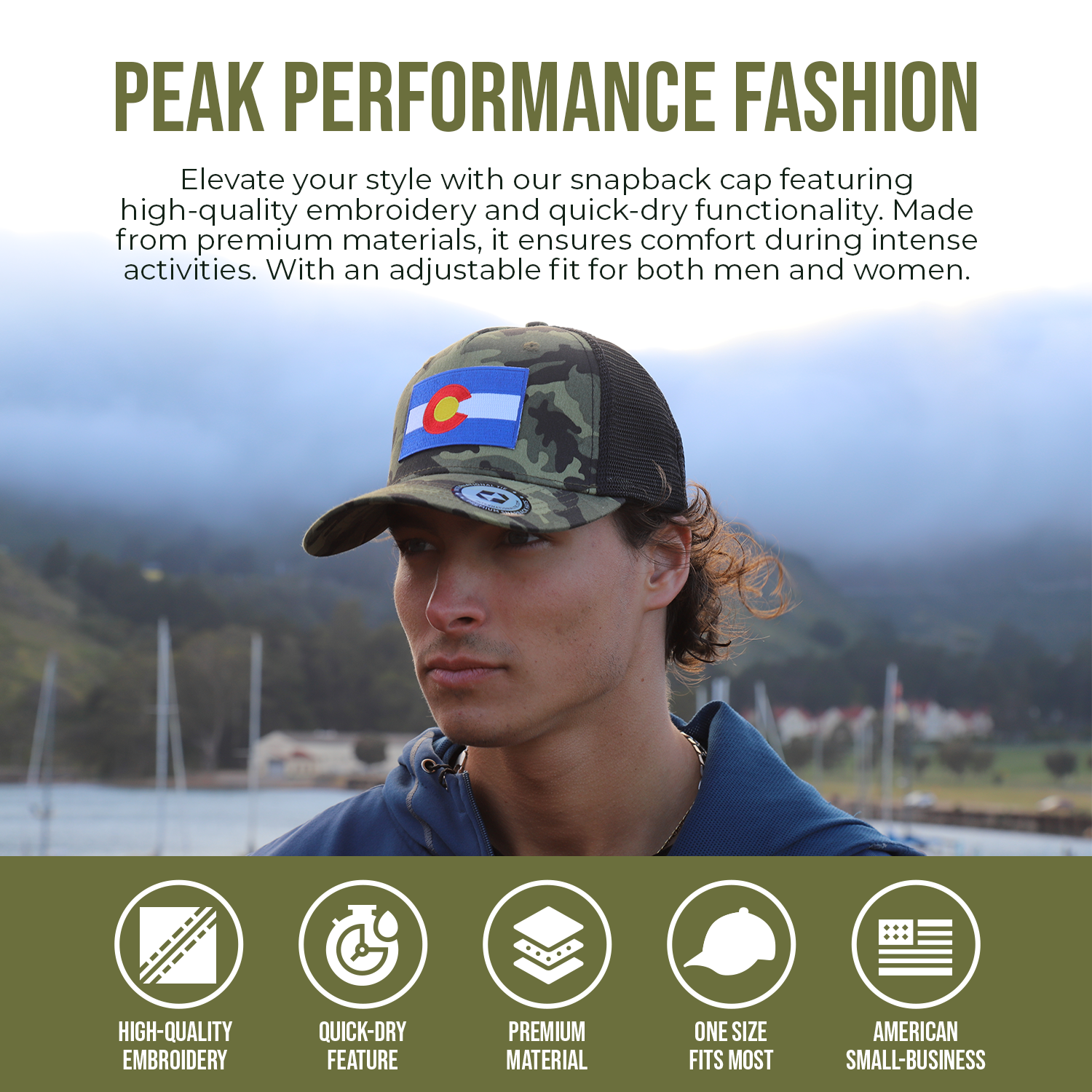 International Tie Peak Performance Fashion Banner Colorado State Flag Hat