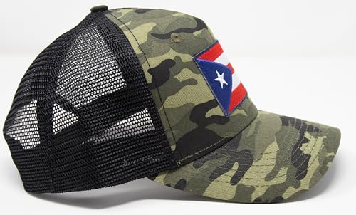 Puerto Rico Flag Snapback Trucker Baseball Hat (Camouflage) - International Tie