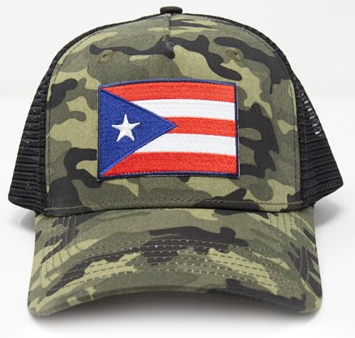 Puerto Rico Flag Snapback Trucker Baseball Hat (Camouflage) - International Tie