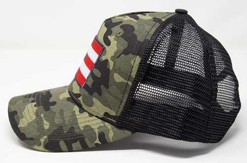 Puerto Rico Flag Snapback Trucker Baseball Hat (Camouflage) - International Tie