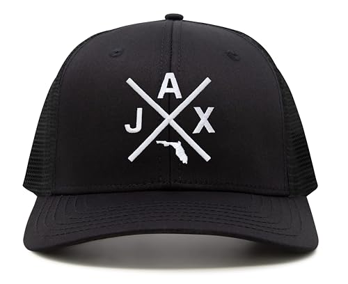 International Tie Jacksonville Jax Hat for Men and Women - Snapback Trucker Baseball Cap (All Black)